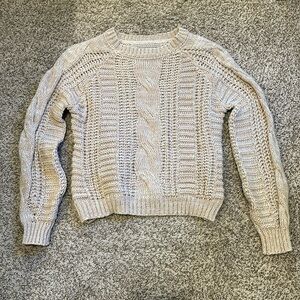 Pink and white knit sweater. Size large.